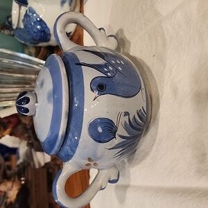 Vintage Blue Bird Tonala Mexican Pottery